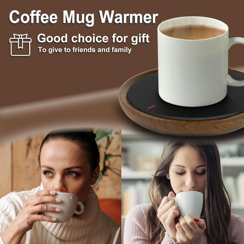 Heness Coffee Mug Warmer, Candle Warmer Plate Wood Grain Style, Wax Melt Warmer for Scented Wax, Electric Coffee Warmer for Desk, Coffee Cup Warmer with Auto Shut Off - Image 5